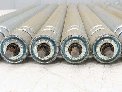 Galvanized Steel Conveyor Roller 1.9" Dia 36"BF Double Groove  Lot of 10