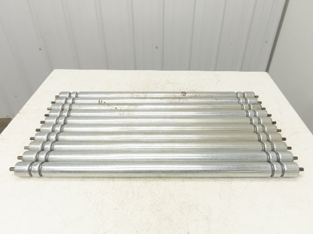 Galvanized Steel Conveyor Roller 1.9" Dia 36"BF Double Groove  Lot of 10
