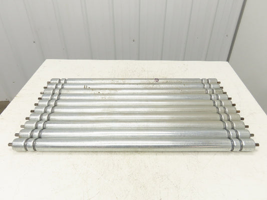 Galvanized Steel Conveyor Roller 1.9" Dia 36"BF Double Groove  Lot of 10