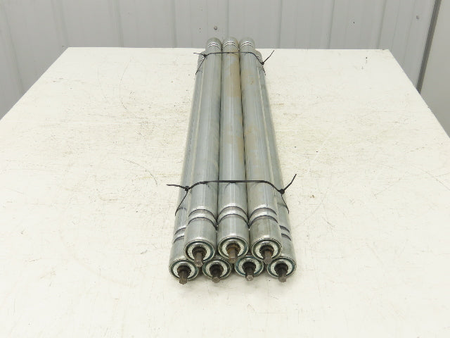 Galvanized Steel Conveyor Roller 1.9" Dia 36"BF Double Groove  Lot of 7