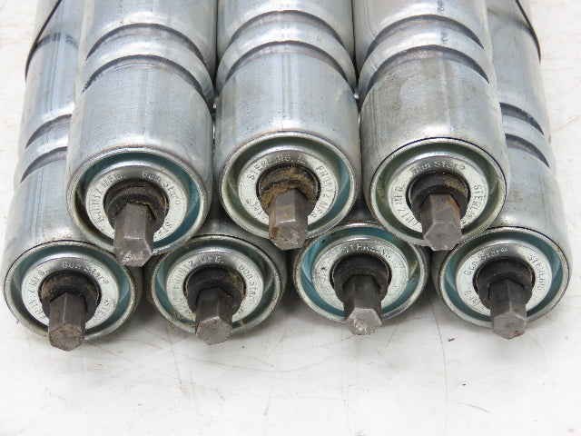 Galvanized Steel Conveyor Roller 1.9" Dia 36"BF Double Groove  Lot of 7