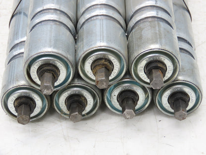Galvanized Steel Conveyor Roller 1.9" Dia 36"BF Double Groove  Lot of 7