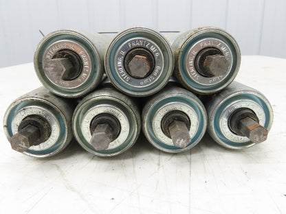 Galvanized Steel Conveyor Roller 1.9" Dia 36"BF Double Groove  Lot of 7