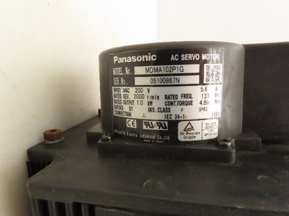 Panasonic MDMA102P1G AC Servo Motor 1kw 2000 RPM 200V 3PH