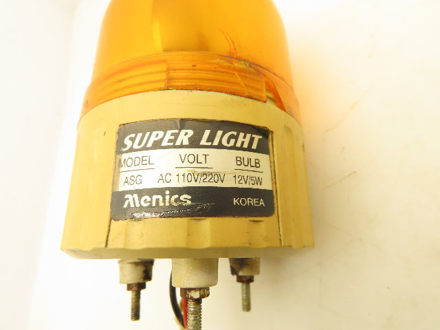 Menics ASG Super Light Amber 110/220V Warning Light Rotating Vintage Lot of 2