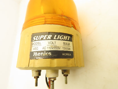 Menics ASG Super Light Amber 110/220V Warning Light Rotating Vintage Lot of 2
