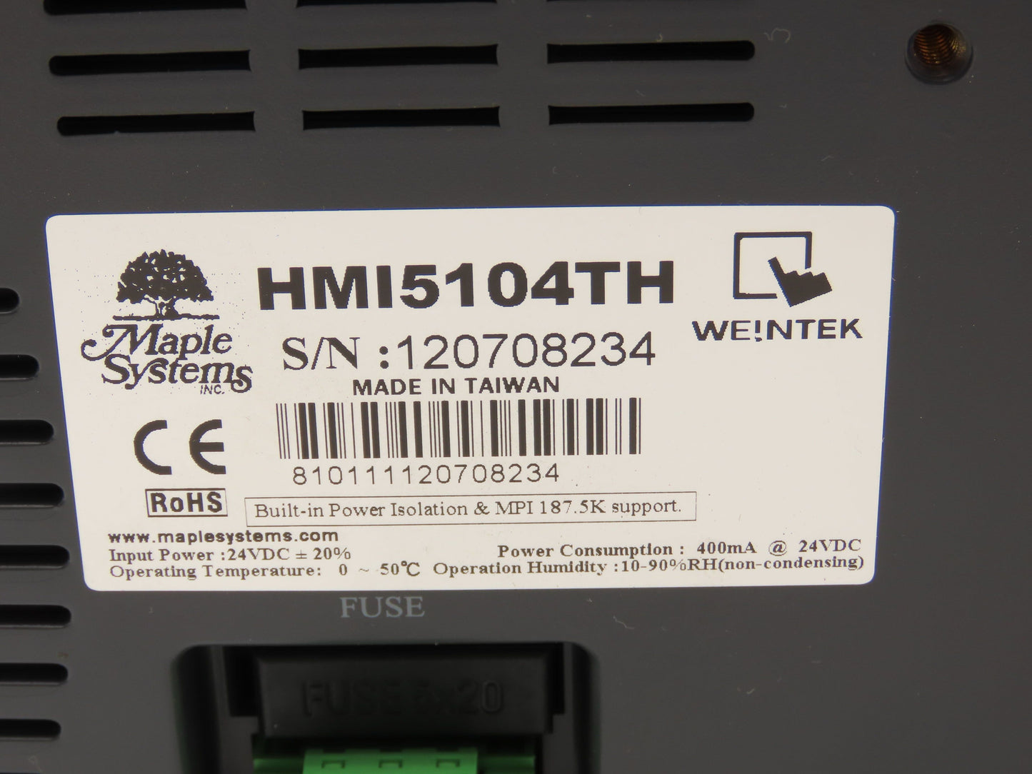 Maple Systems HMI5104TH HMI Touchscreen Control Panel 10-1/2" Screen