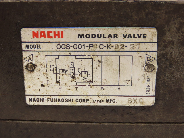 Nachi OGS-G01-PCC-K-D2-21 Hydraulic 2-Pressure Reducing Modular Valve 24VDC