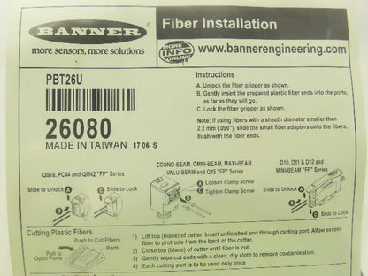 Banner PBT26U Fiber Optic Wire Cutter Kit 2m 0.5mm Core Lot of 3