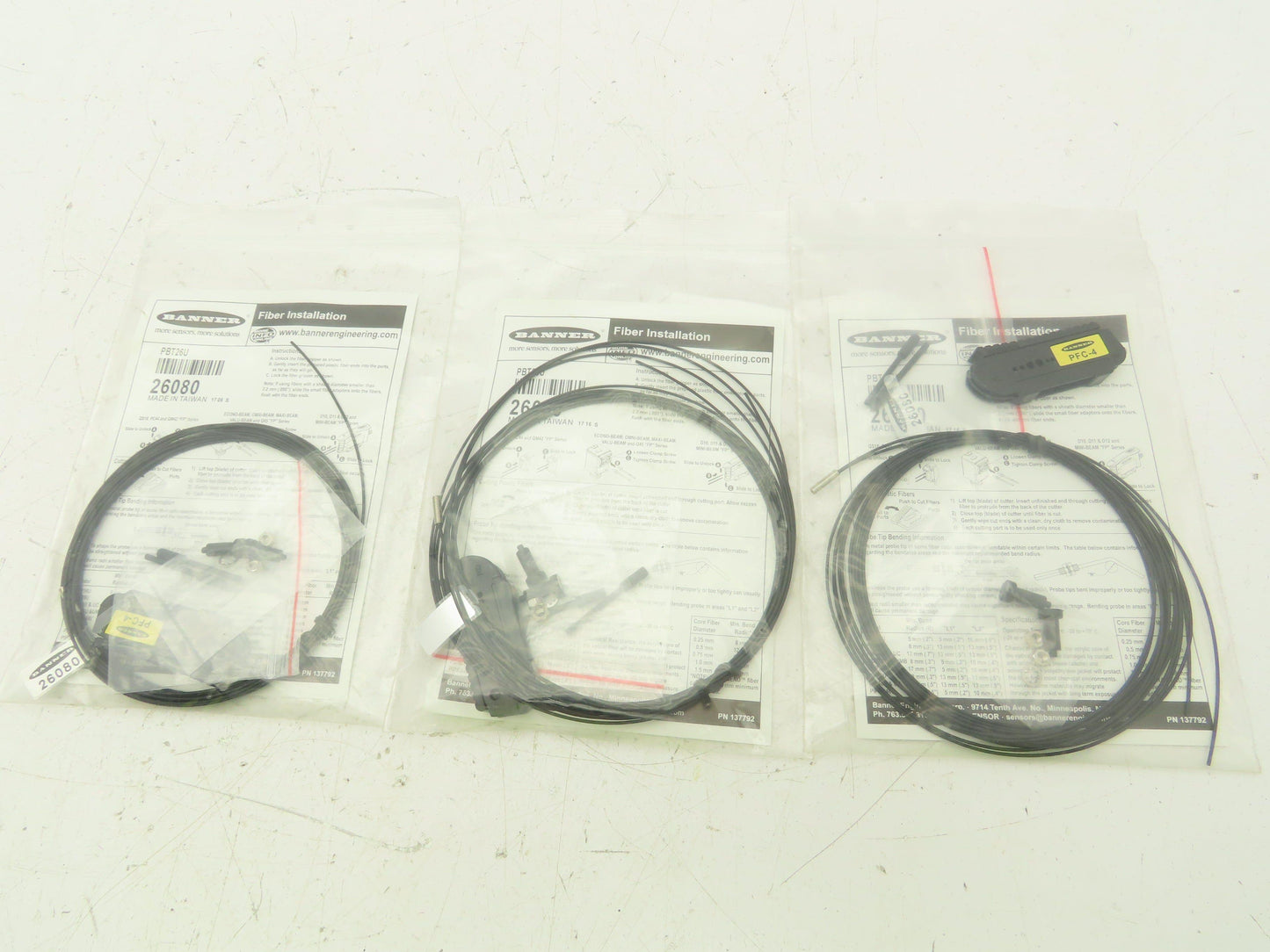 Banner PBT26U Fiber Optic Wire Cutter Kit 2m 0.5mm Core Lot of 3
