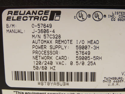 Reliance Electric J-3606-4 Automax Remote I/O Head 57C328