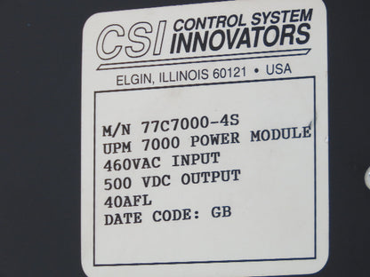 Control Systems Innovator UPM 7000-2R DPS Power Module 500VDC 25A 480V 3Ph Input