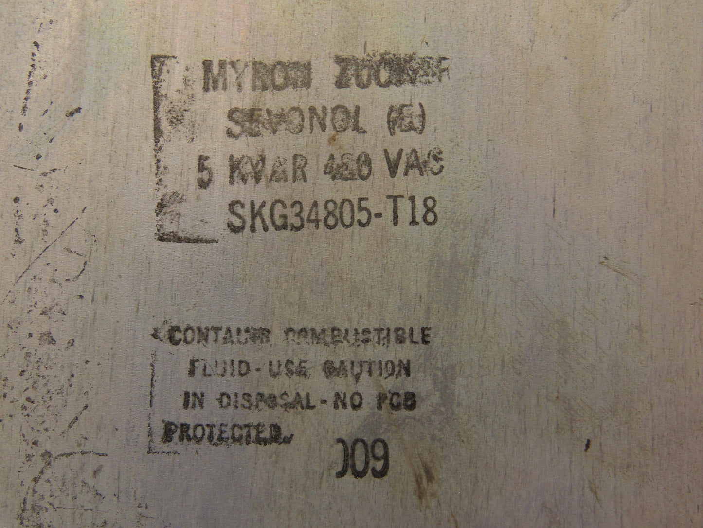 Calmount Myron Zucker SKG34805-T18 Capacitor 5KVAR 480V 3 Phase