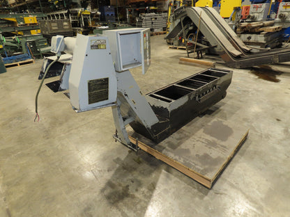 Enomoto Hinge Belt CNC Chip Conveyor 16"x 62" Infeed 31" Discharge 220V 3PH