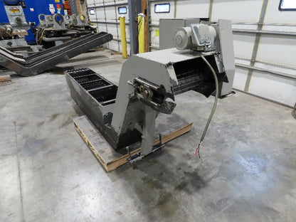 Enomoto Hinge Belt CNC Chip Conveyor 16"x 62" Infeed 31" Discharge 220V 3PH