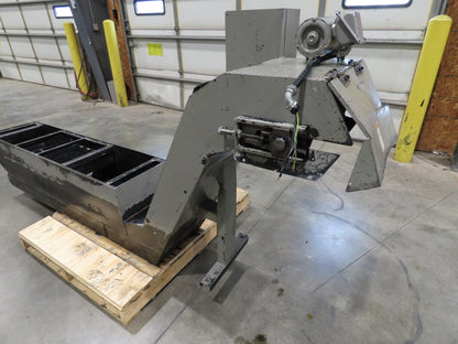 Enomoto Hinge Belt CNC Chip Conveyor 16"x 62" Infeed 31" Discharge 220V 3PH