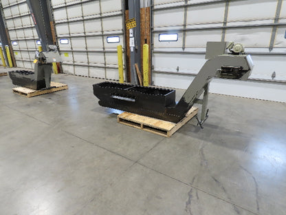 Enomoto Hinge Belt CNC Chip Conveyor 16"x 62" Infeed 31" Discharge 220V 3PH