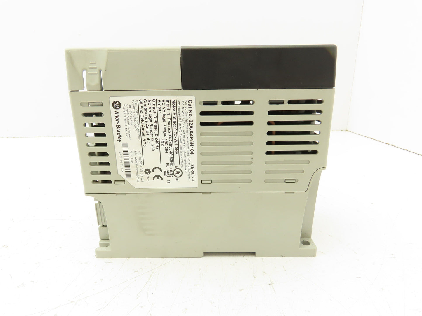 Allen Bradley 22A-A4P5N104 PowerFlex 4 AC Drive 1HP 0.75kW 200-240V  1-3PH Ser A