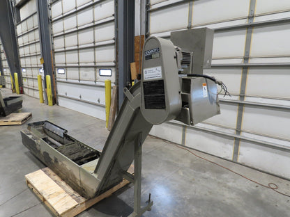 Enomoto Hinge Belt CNC Chip Conveyor 16"x 88" Infeed 46" Discharge 220V 3PH