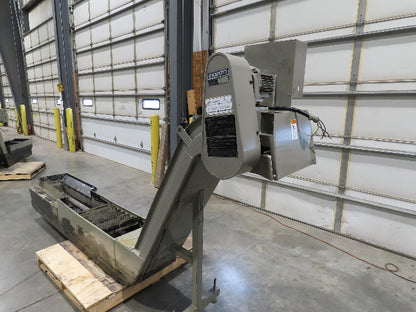 Enomoto Hinge Belt CNC Chip Conveyor 16"x 88" Infeed 46" Discharge 220V 3PH