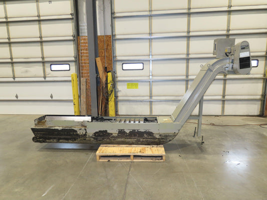 Enomoto Hinge Belt CNC Chip Conveyor 16"x 88" Infeed 46" Discharge 220V 3PH