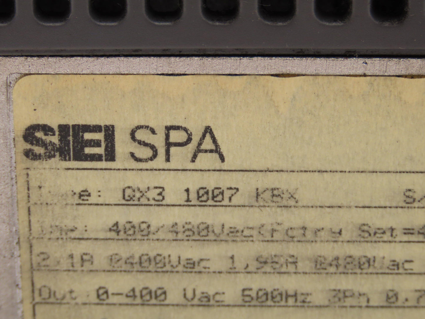 SIEI SPA Quix QX3 1007 KBX AC Inverter Variable Speed VFD Drive .75kw 480V 3PH
