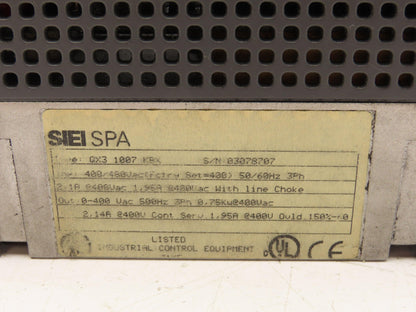 SIEI SPA Quix QX3 1007 KBX AC Inverter Variable Speed VFD Drive .75kw 480V 3PH