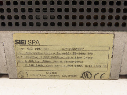 SIEI SPA Quix QX3 1007 KBX AC Inverter Variable Speed VFD Drive .75kw 480V 3PH