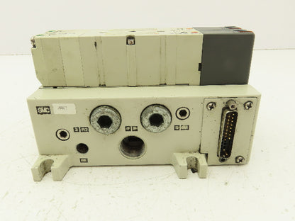 SMC VQ4300-5 Pneumatic Solenoid Valve 24VDC 2-Station Plug-In Manifold