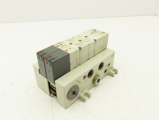 SMC VQ4300-5 Pneumatic Solenoid Valve 24VDC 2-Station Plug-In Manifold
