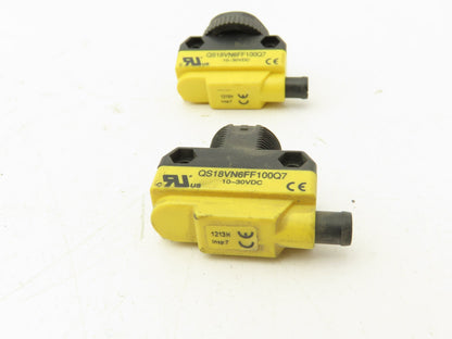 Banner QS18VN6FF100Q7 Photoelectric Sensor 10-30VDC 100MM Range 4 Pin Lot Of 8