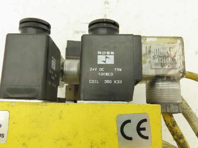 Ross Controls DM2CNA54A21 Double Solenoid Valve W/ Base Assembly 24VDC 30-120PSI