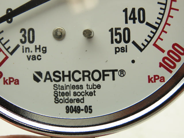 Frick Ashcroft 9049-05 Needle Pressure Gauge 30" Hg vac-150 PSI 1/4" NPT
