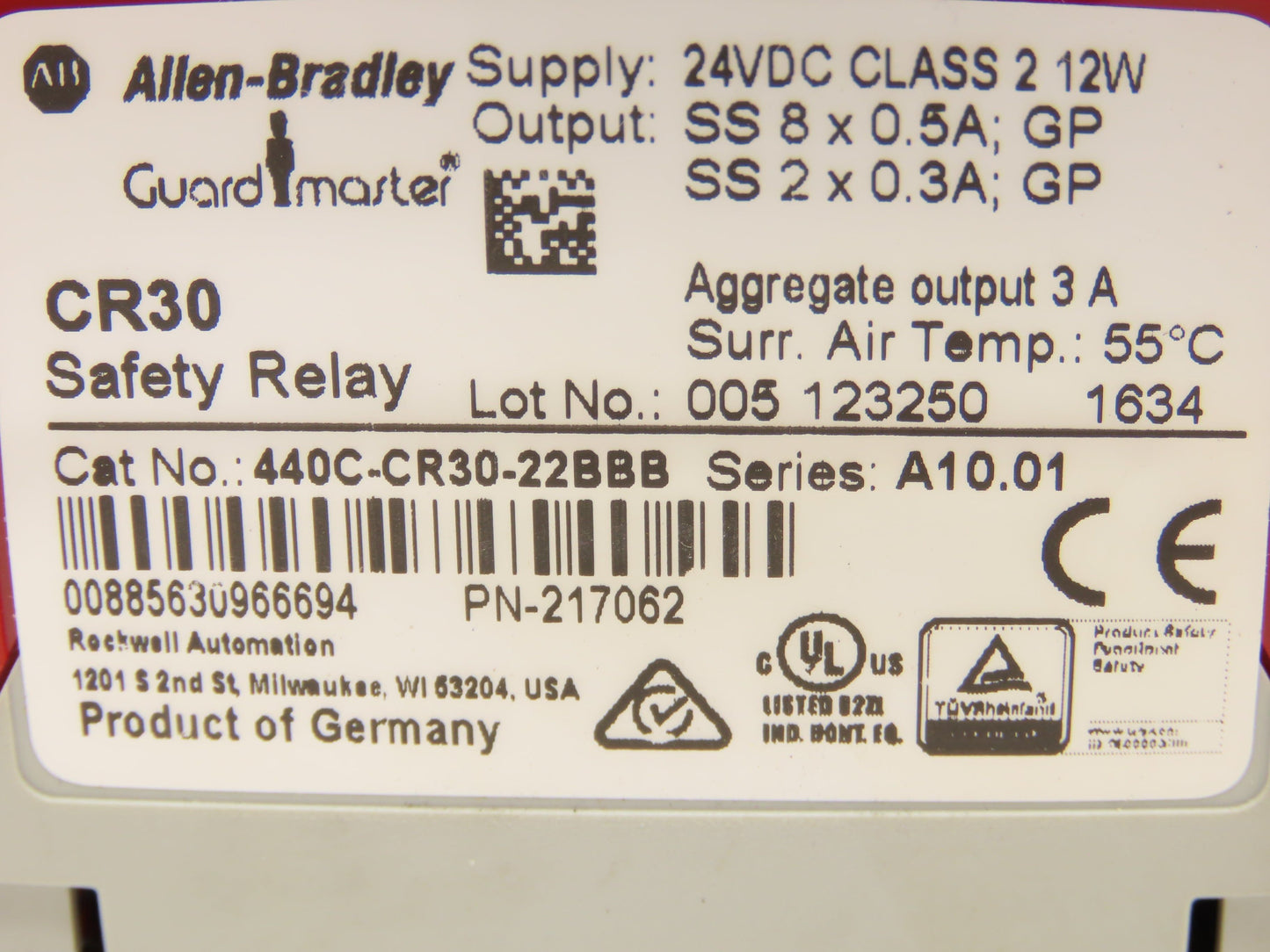 Allen-Bradley 440C-CR30-22BBB GuardMaster Safety Relay CR30 24VDC 5A Ser. A10.01