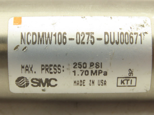 SMC NCDMW106-0275 Round Body Air Cylinder 1-1/16" Bore 2-3/4" Stroke Double Rod