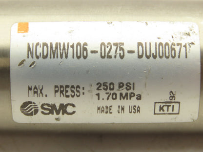 SMC NCDMW106-0275 Round Body Air Cylinder 1-1/16" Bore 2-3/4" Stroke Double Rod