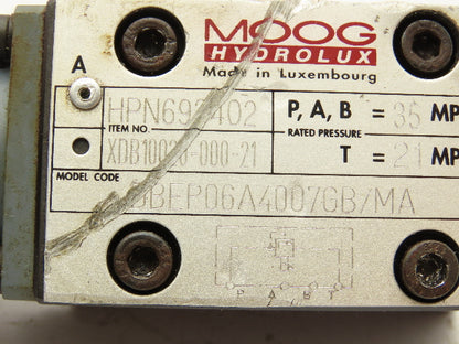 Moog Hydrolux DBEP06A4007GB/MA Proportional Reducing Valve 24VDC