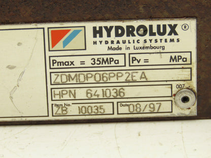 Husky Hydrolux ZDMDP06PP2EA Hydraulic Flow Control Relief Valve HPN641036