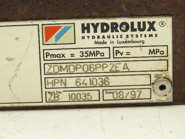 Husky Hydrolux ZDMDP06PP2EA Hydraulic Flow Control Relief Valve HPN641036