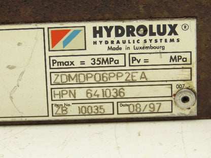 Husky Hydrolux ZDMDP06PP2EA Hydraulic Flow Control Relief Valve HPN641036