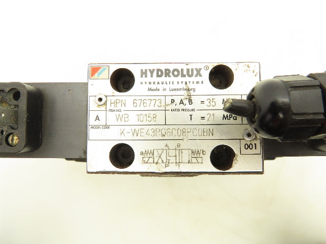 Husky Hydrolux Moog WEH43P10A03CSBN Directional Solenoid Valve K-WE43P06C08PC0BN