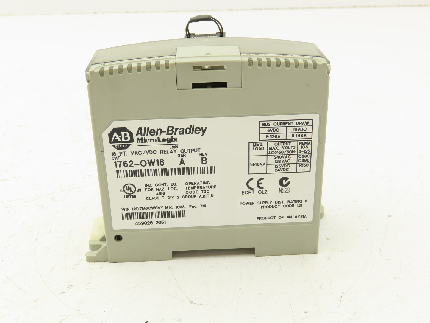 Allen Bradley 1762-OW16 MicroLogix 1200 16 Pt. VAC/VDC Relay Output 24VDC  Ser.A