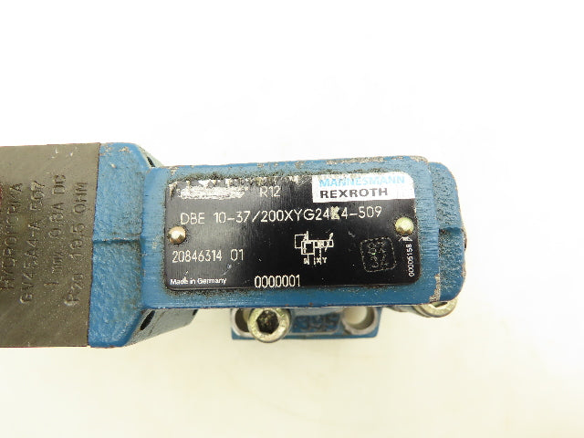 Rexroth DBE 10-37/200XYG24K4-509 Proportional Relief Valve 24VDC Solenoid