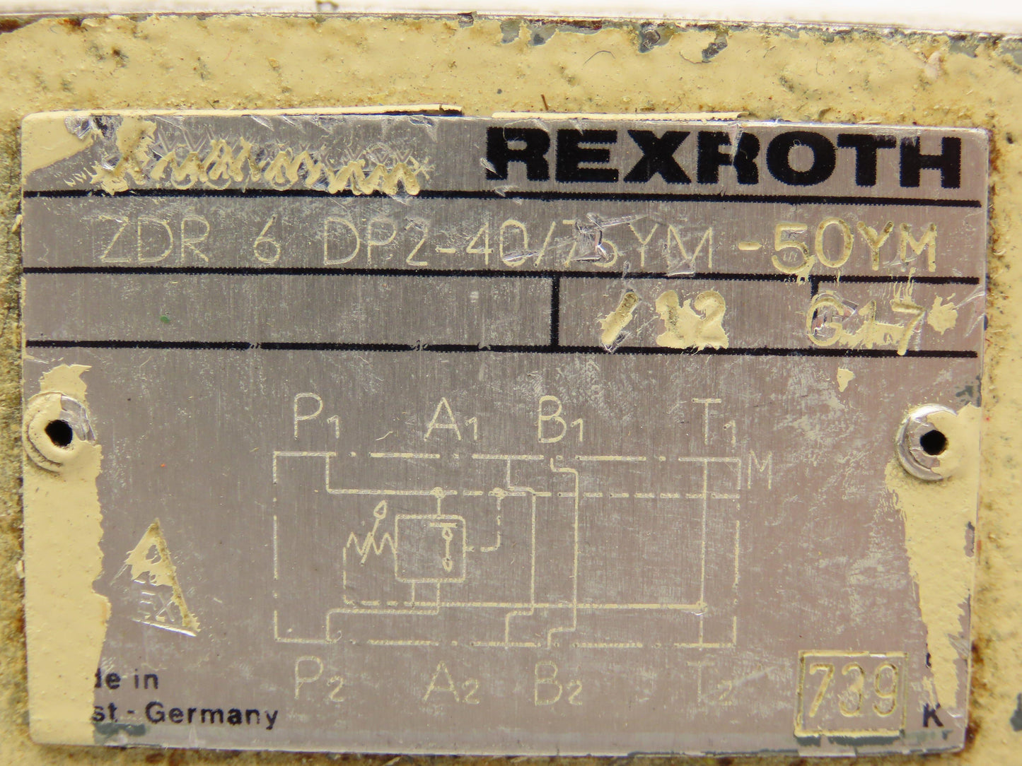 Rexroth ZDR 6 DP2-40/75YM-50YM Pressure Reducing Relief Valve Sandwich Plate