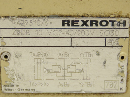 Rexroth Z2DB 10 VC2-40/200V Pressure Relief Sandwich Valve