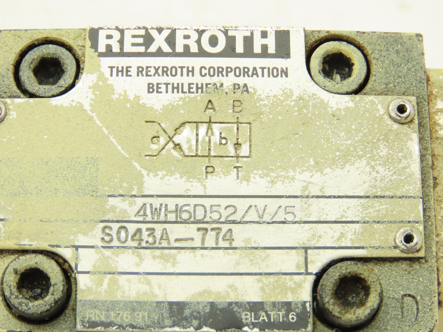Rexroth 4WH6D52/V/5 Directional Flow Control 2-Pos Spool Valve