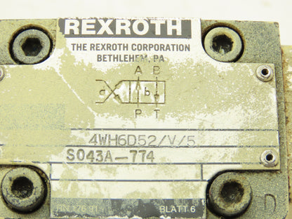 Rexroth 4WH6D52/V/5 Directional Flow Control 2-Pos Spool Valve