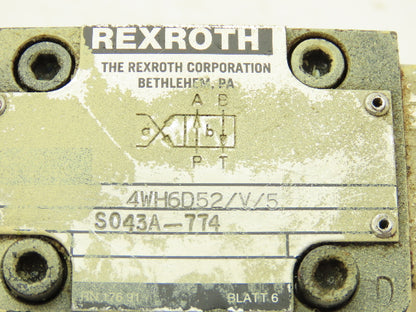 Rexroth 4WH6D52/V/5 Directional Flow Control 2-Pos Spool Valve