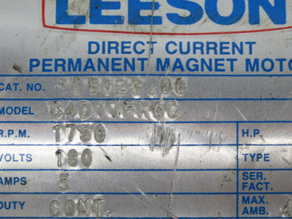 Leeson 108023.00 Permanent Magnet Motor 1HP 1750 Rpm 180VDC 5A ZS56C Frame