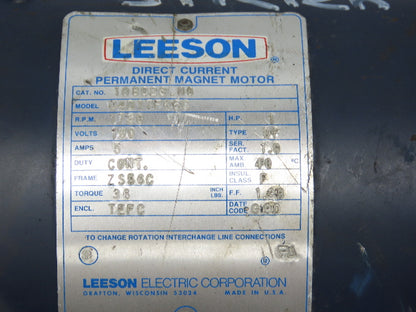 Leeson 108023.00 Permanent Magnet Motor 1HP 1750 Rpm 180VDC 5A ZS56C Frame
